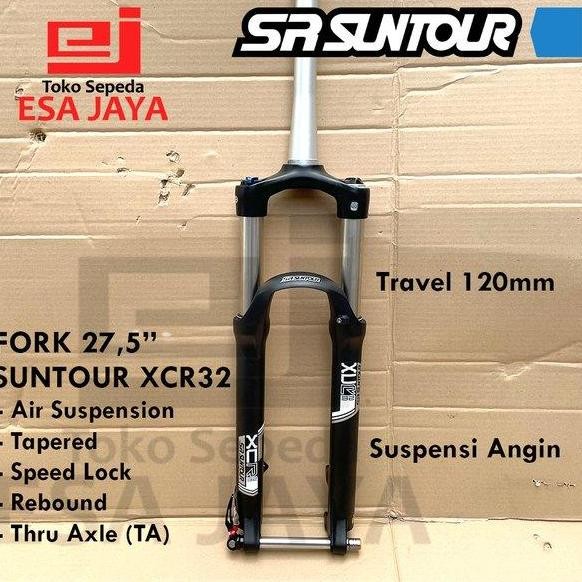 FORK 27.5 SUNTOUR XCR 32 LOR AIR TRAVEL 120MM TAPER TA SUSPENSI ANGIN ORIGINAL DAN TERPERCAYA