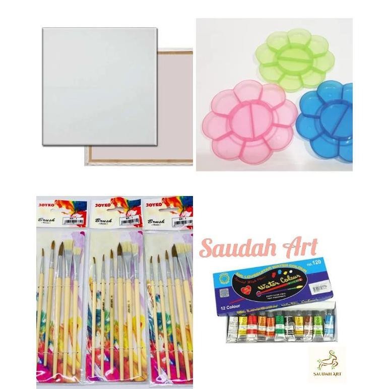 

Paket Kanvas Lukis (kanvas 20x20,kuas,palet,cat air) Nugi