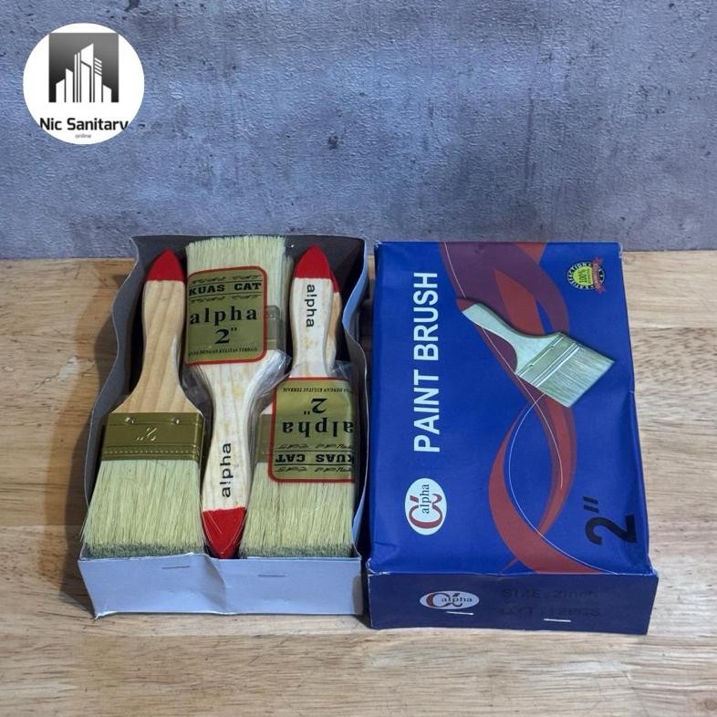 

2" SATU LUSIN kuas 633 gagang kayu MURAH 1 lusin / 12pcs 2 inch Nugi