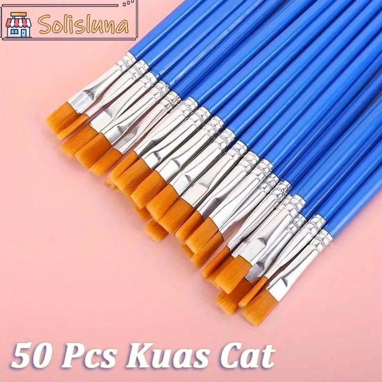 

50 pcs Cat Air Biru Ujung Datar Runcing Kuas Set Kuas Akrilik Kuas Nilon Kuas Seniman Cat Air Rambut Kuas Garis Besar Kuas Lukisan Lukisan Cat Minyak Kuas Grafiti/Artist Paint Brush Pena Garis Besar Nugi