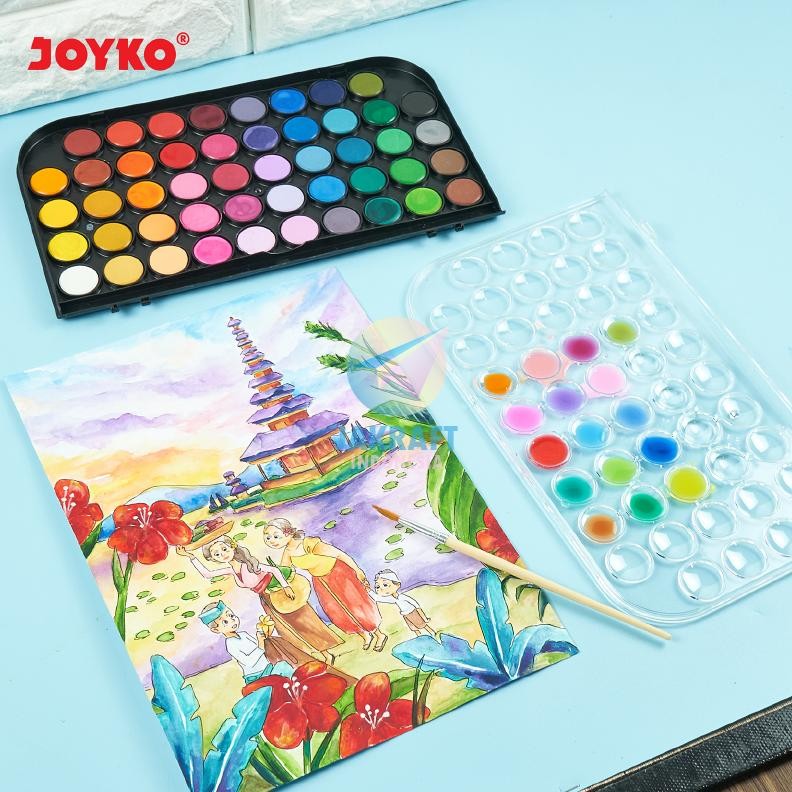 

(1 Set) Cat Air Watercolor Cake 48 Warna JOYKO WC-3-48 + Bonus Kuas Lukis Water Color Nugi