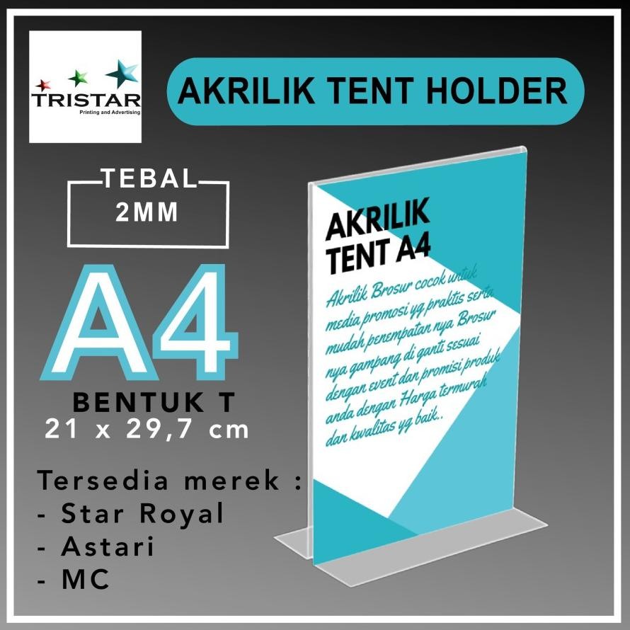 

AKRILIK TENT HOLDER A4 / TEMPAT BROSUR A4 DISPLAY TENT CARD AKRILIK DISPLAY BENTUK T TEBAL 2MM Nugi