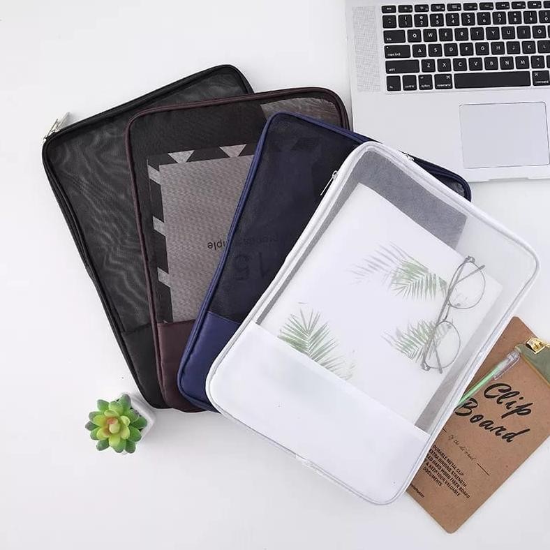 

Pouch Bag Bahan Jaring/Tas Serbaguna Organizer/Document Bag Tas Dokumen/Kotak Buku Jaring Transparan Nugi