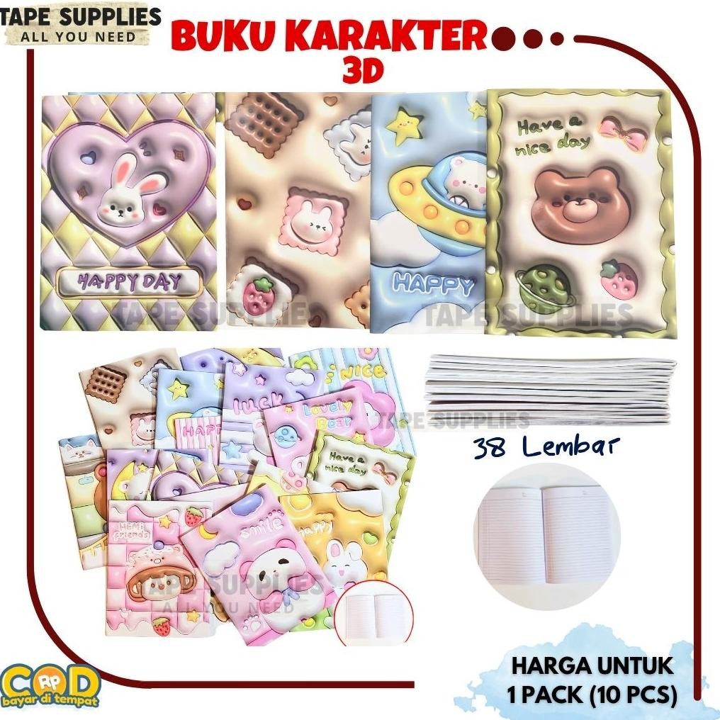 

(TERBARU!!!) Buku Tulis Karakter 3D 38 Lembar (10 Pcs) Ready Cod!! Nugi