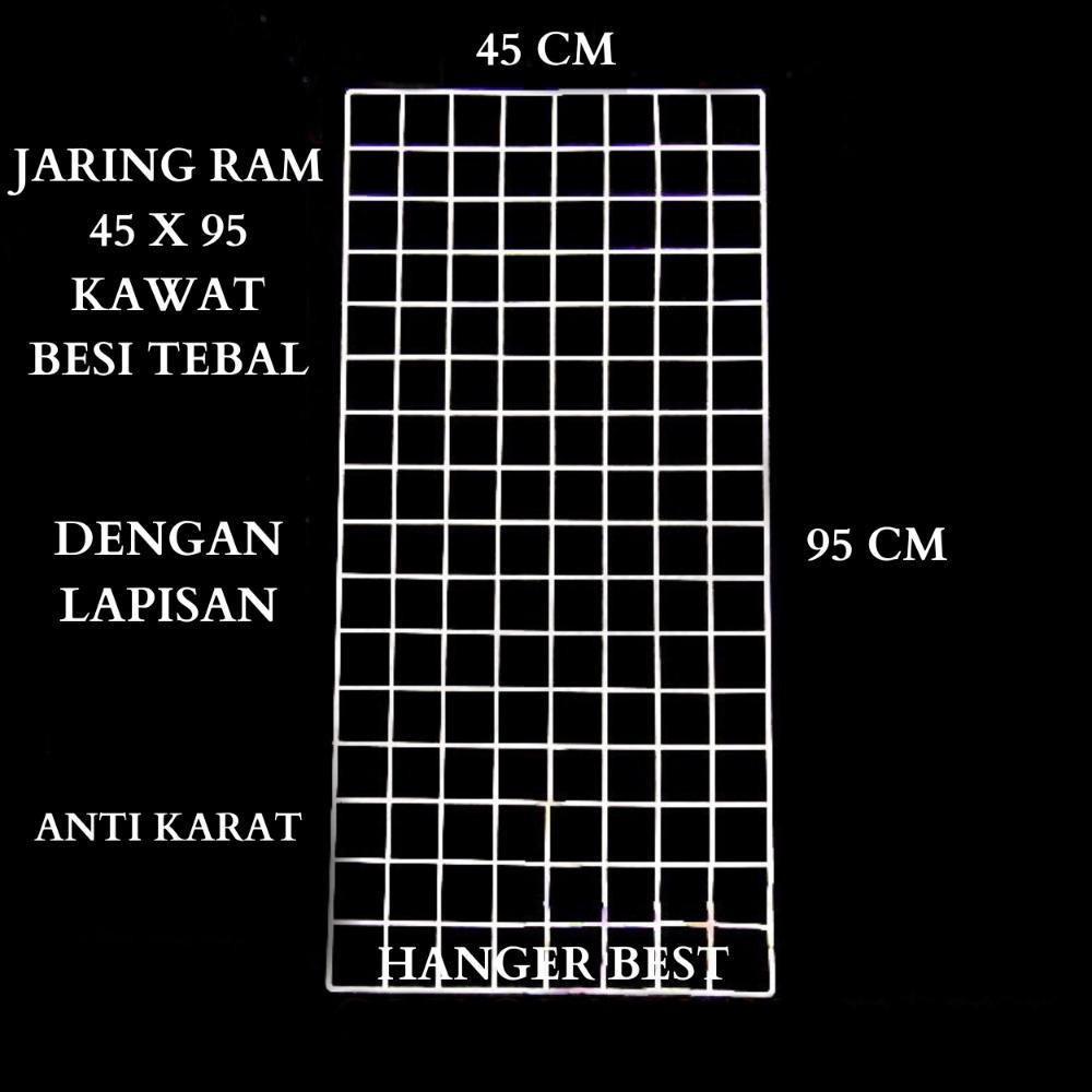 GRID WALL JARING RAM KAWAT BESI DINDING 95x45 CM / GANTUNGAN ACCESORIES DAN MASKER | Kawat Ram 95 x 