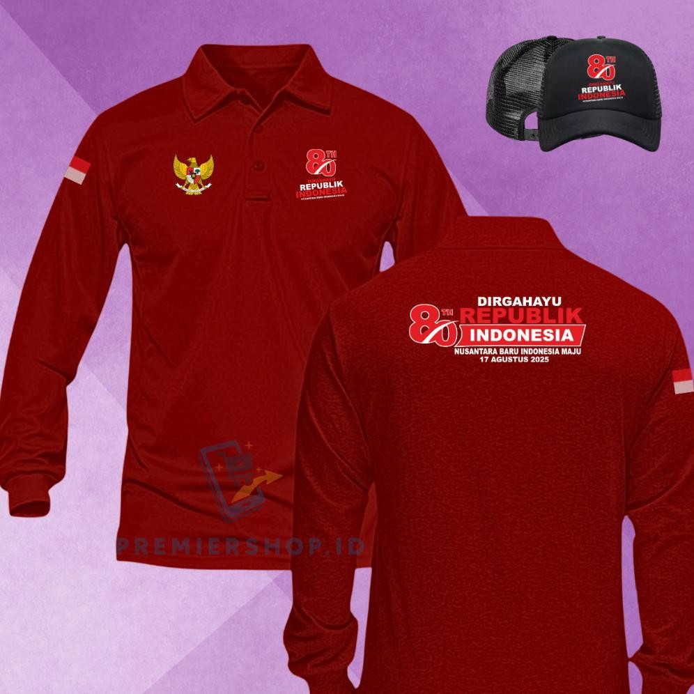 tu-67 jg-8 BONUS TOPI  BAJU KAOS POLO SHIRT PRIA KERAH 17 AGUSTUS 2025 yang ke 80 th  DIRRGAHAYU REP