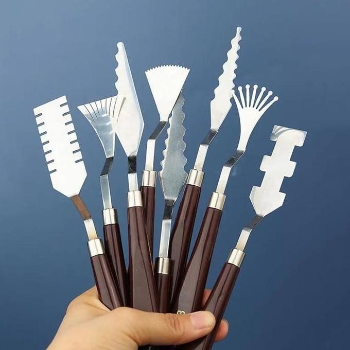 

9Pcs Palette Knife Palette Pisau Spatula Lukis Painting Knife Pisau Palet Pisau Lukis Art Tool Paint Chef
