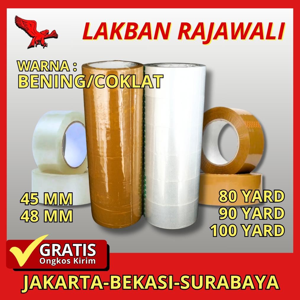 

Rd1- Lakban Bening & Coklat, Lakban Packing45Cm.48Cm 80 Yard,90 Yard,100 Yard Full Meter