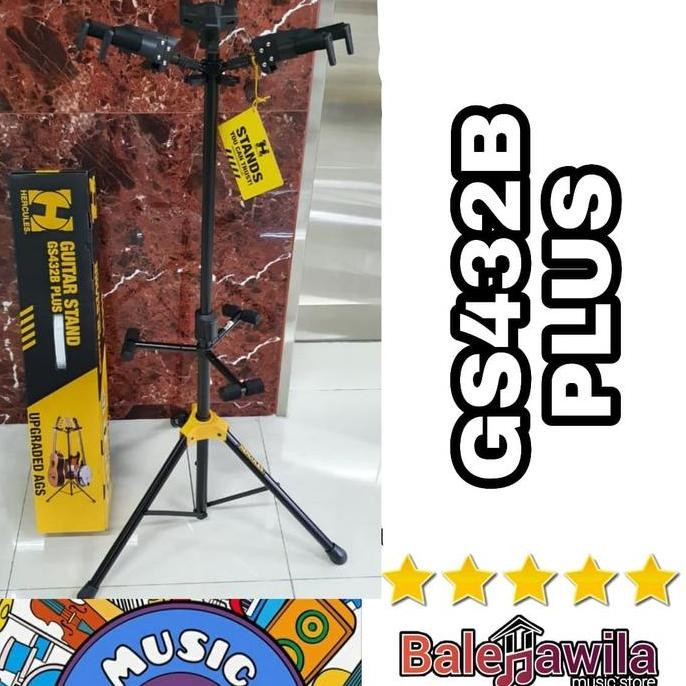 Stand Gitar Triple Hercules Gs432B Plus Gs 432B + Stand Guitar Trio Ganda