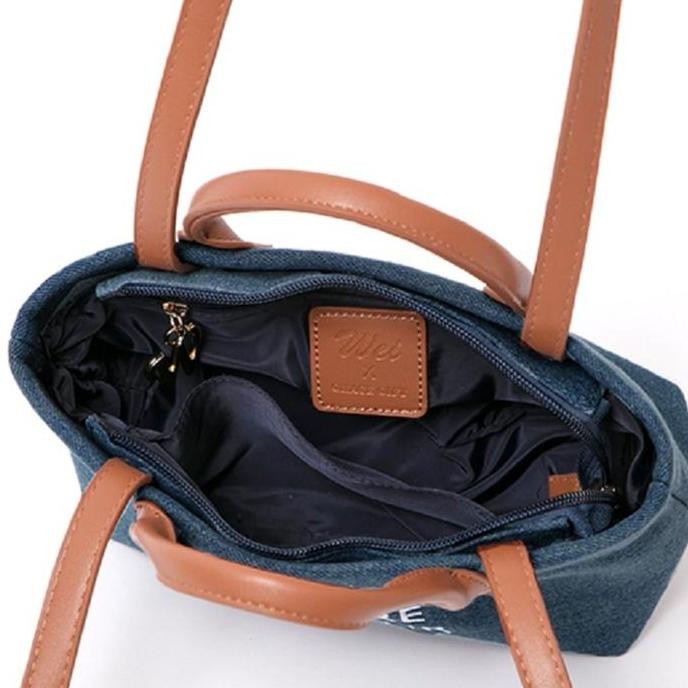 Gracegift Mickey Mouse Canvas Tote Bag - Denim