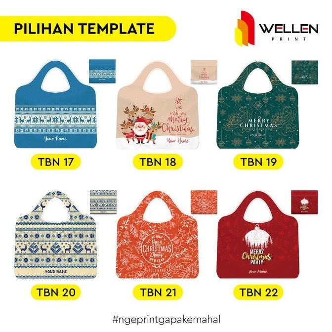 Wellen Print - Tas Belanja Lipat Besar Kantong Belanja Jumbo Lipat 2 Custom Full Color