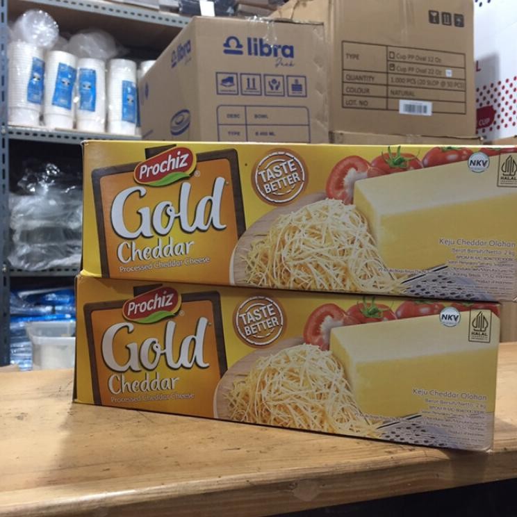 

Keju Cheddar Merk Prochiz Gold 2Kg
