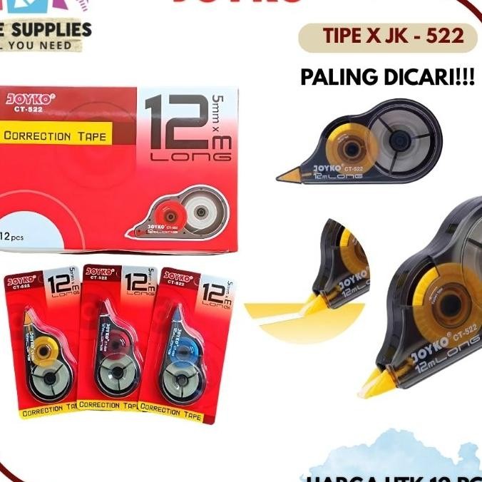 

12 Pcs Correction Tape Pita Kosi Joyko Ct522