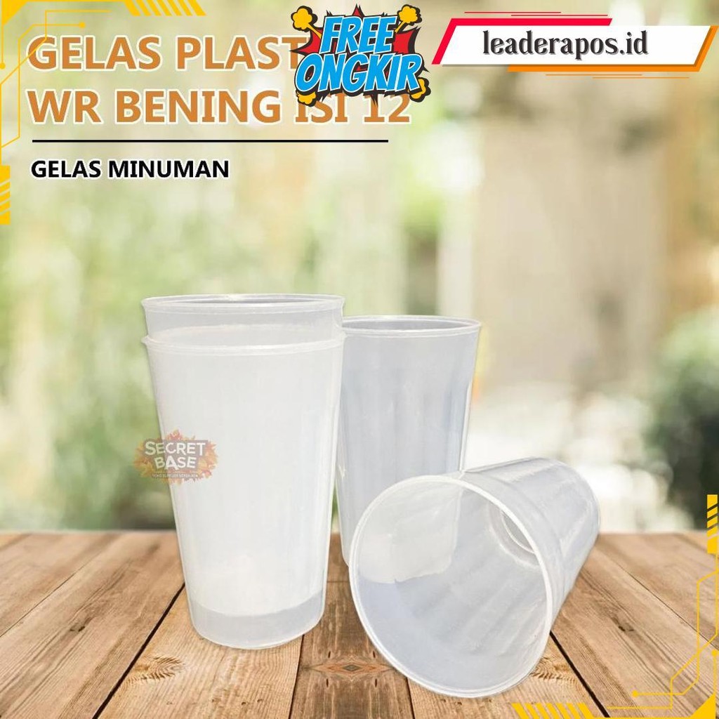 (Isi 12Pcs) Gelas Bening Premium - Gelas 1 Lusin Aesthetic / Cangkir Plastik Lusinan Terlaris