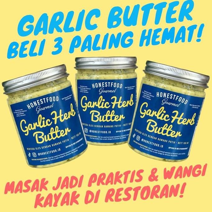 

Promo Honestfood Garlic Butter Mentega Bawang Putih Premium 3 Toples Bundling