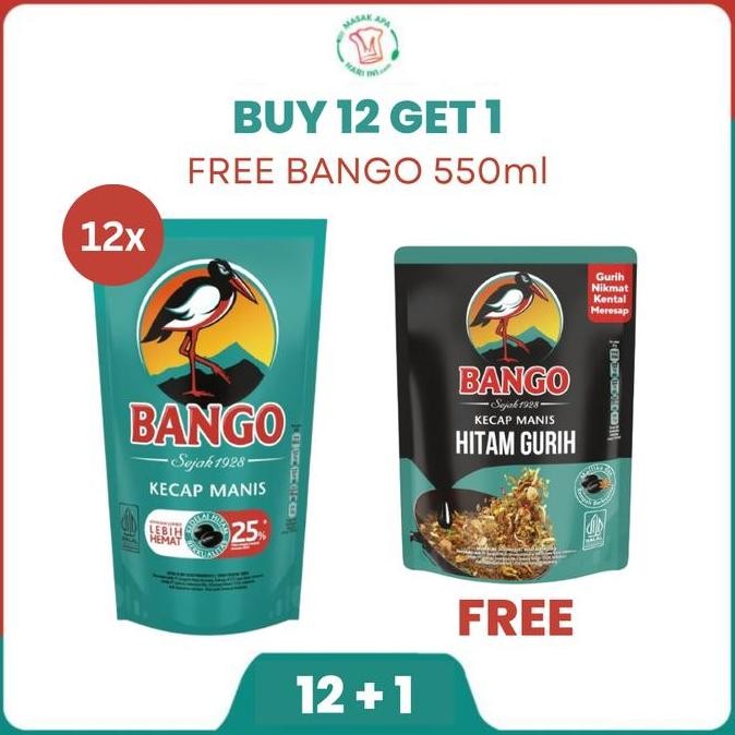 

Promo Bango Kecap Manis Pouch Refill 950g Paket 12 Gratis Bango Hitam 550g