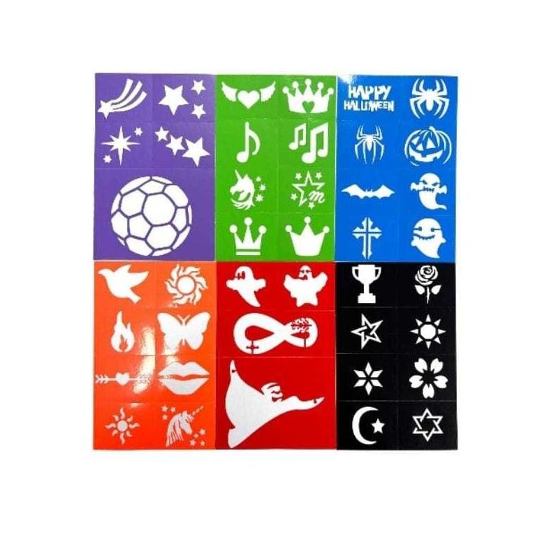 

Kekinian 4Pcs Face Painting 32 Template Body Painting Lukis Reusable Face Painting Stencils BisaCod