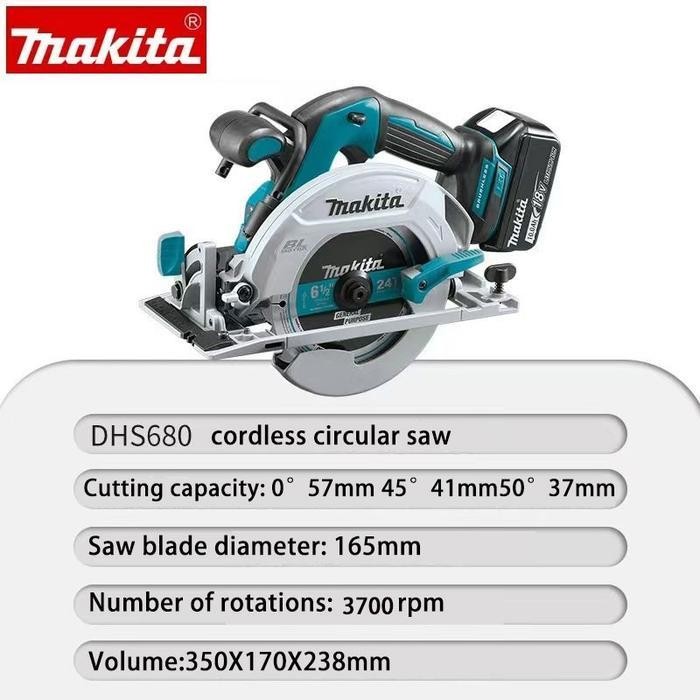 MPS Makita DHS680 Nirkabel kayu bundar gergaji, hadiah gratis dua lithium baterai sikat sikat 18v ka