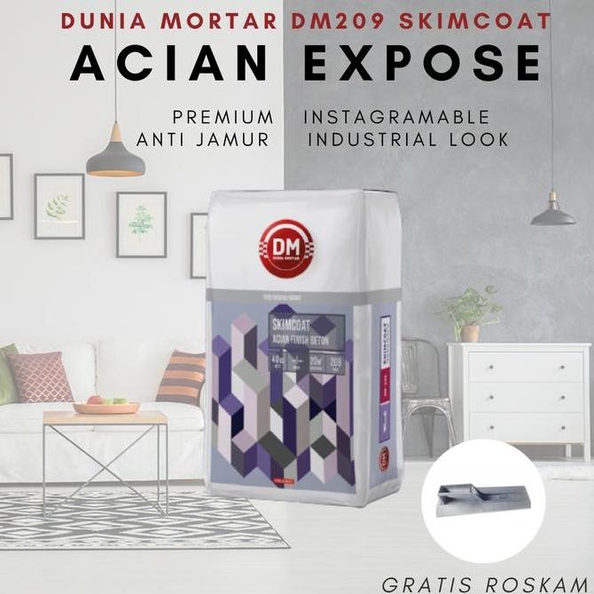 Dunia Mortar Skimcoat Semen Acian Expose Dinding Beton Dm209 Kualitas Premium