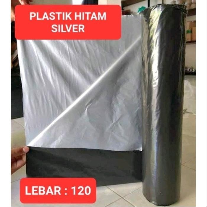 AS Plastik Hitam Silver Perak Mulsa 120cm Green House SUPER TEBAL | Plastik Hitam Meteran Gulungan |