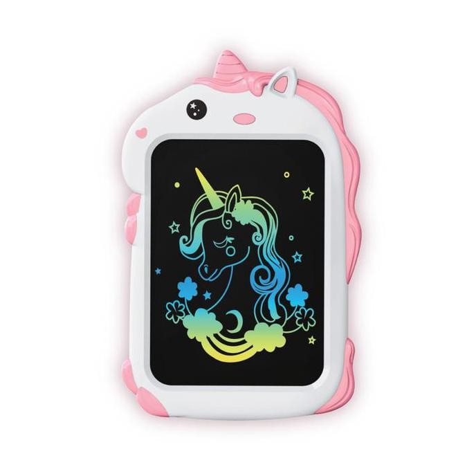 TERBARU KIDDY STAR 8.5 INCI LCD DRAWING BOARD UNICORN - PUTIH/PINK TERMURAH