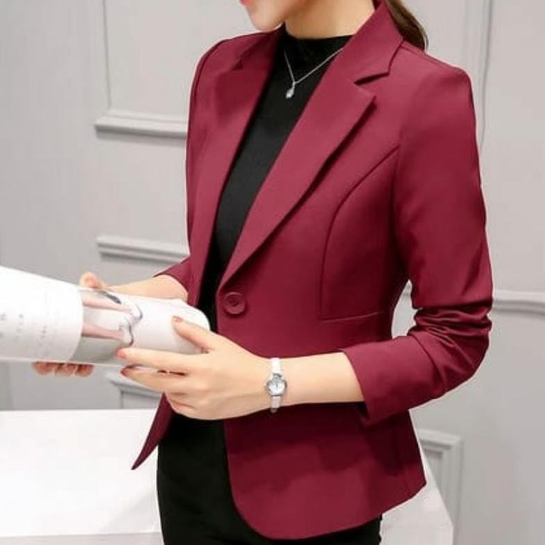 Jas Blazer Wanita Formal Blazer Lengan Panjang Blaser Wanita Jas Perempuan Feminin Blazer Femme Puti