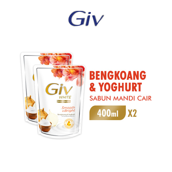 Giv White Sabun Mandi Cair Bengkoang Pouch 400 ml x2