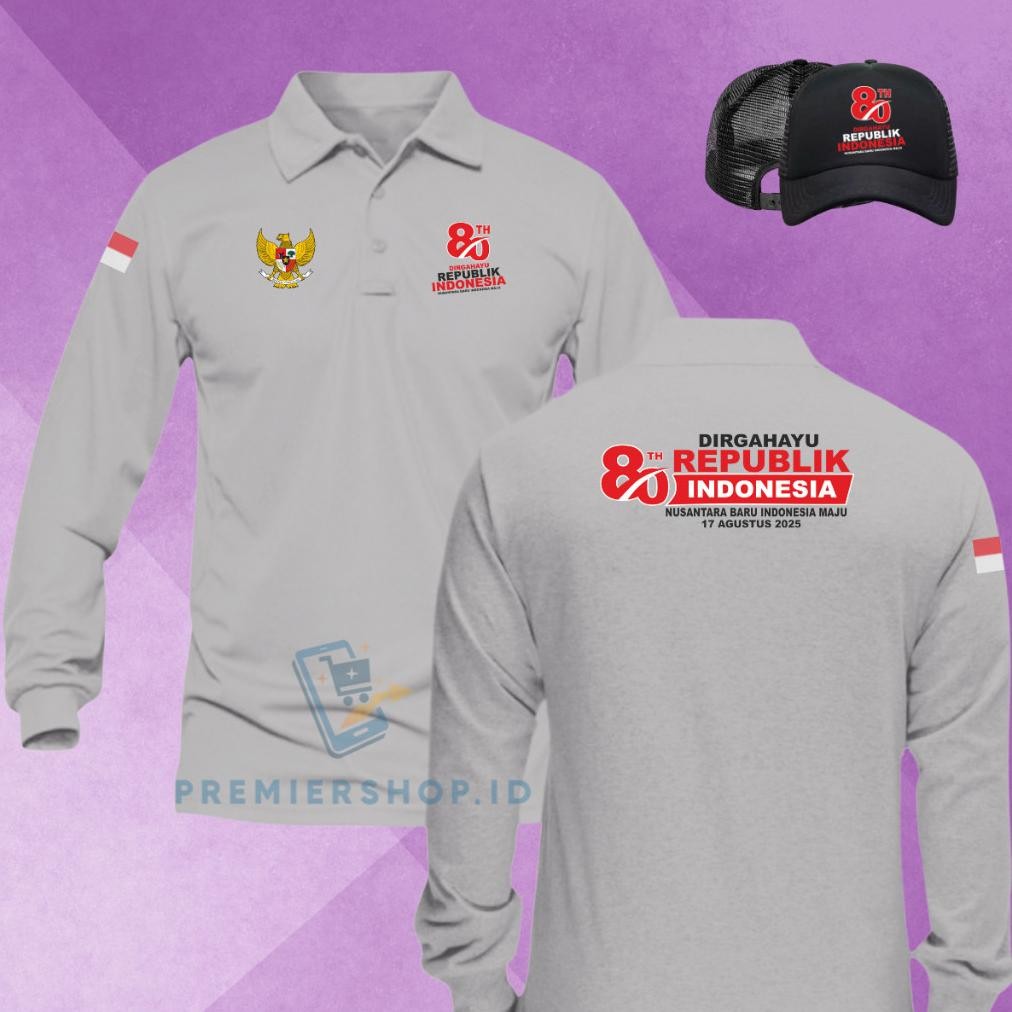 Viral qw-7 BONUS TOPI  BAJU KAOS POLO SHIRT PRIA KERAH 17 AGUSTUS 2025 yang ke 80 th  DIRRGAHAYU REP