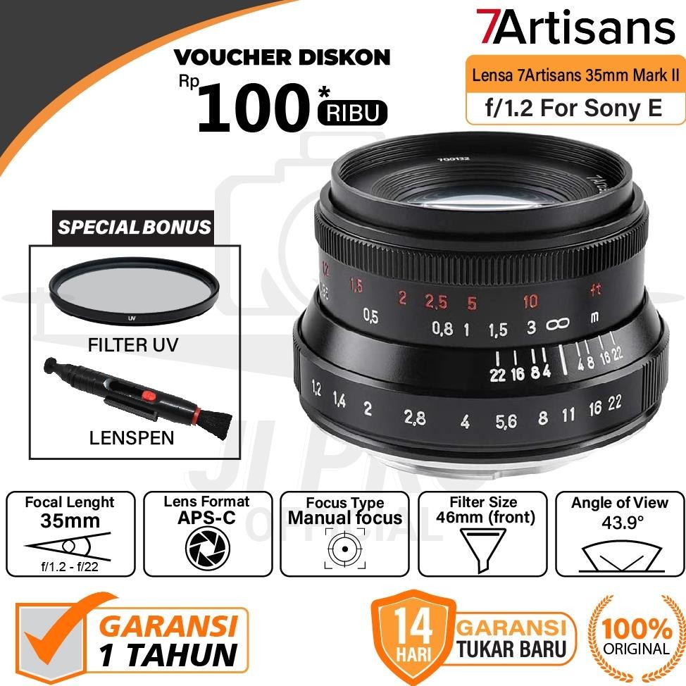 LENSA FIX 7ARTISANS 35MM F1.2 MARK II LENS CANON SONY FUJI OLYMPUS MARK 2 7 ARTISAN aSt