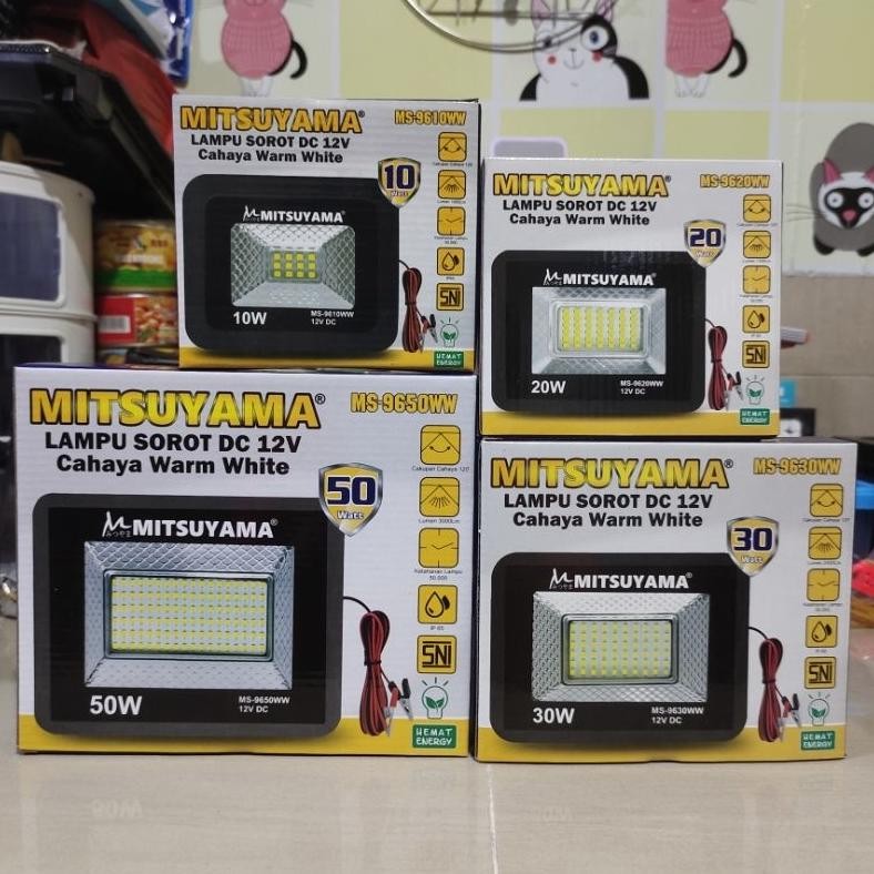 Lampu Sorot LED DC 50 Watt 30 Watt 20 Watt 10 Watt Aki Lampu Tembak LED Cahaya Warm white/Putih MITS