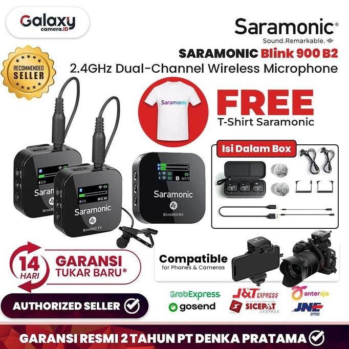 PROMO SARAMONIC BLINK 900 B2 MIC WIRELESS DUAL CHANNEL RESMI - MIC KAMERA HP DSLR BLINK900