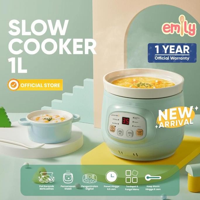 PROMO Slow Cooker 1 Liter / Emily Slow Cooker / Family Food Maker | Panci Tanah Liat | MPASI Cooker 