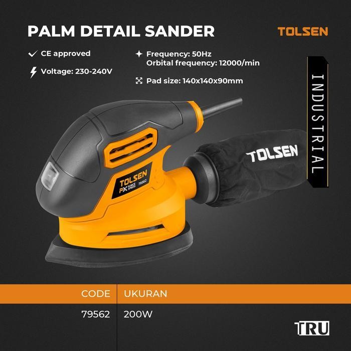 Elektrik Sander Mesin Amplas Kayu / Mesin Amplas Tembok / PALM DETAIL SANDER Segitiga 79562 Tolsen