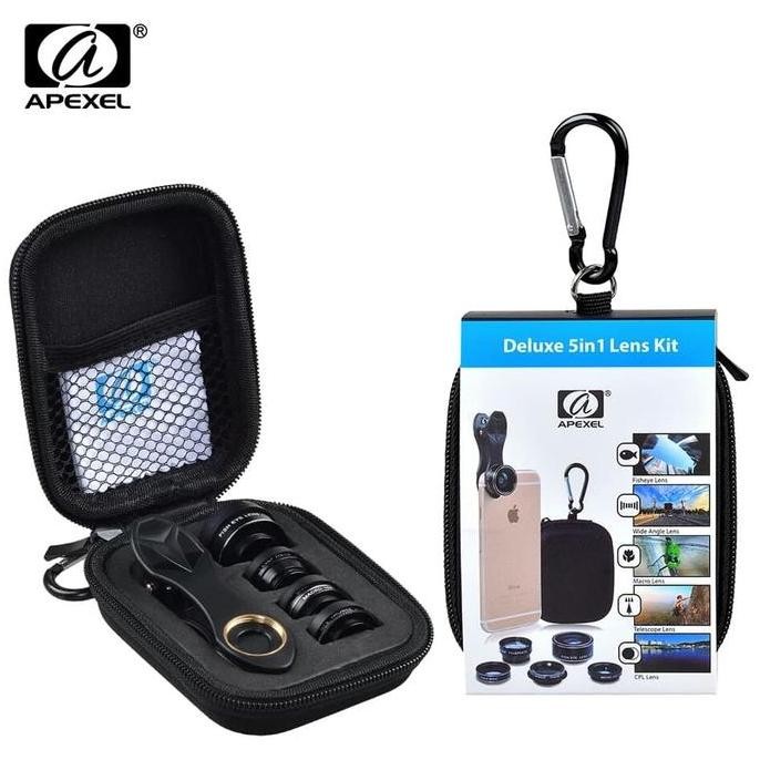 Produk Baru Lensa HP 5in1 Makro Wide Telephoto CPL Fisheye Clip Lens Fotografi HP