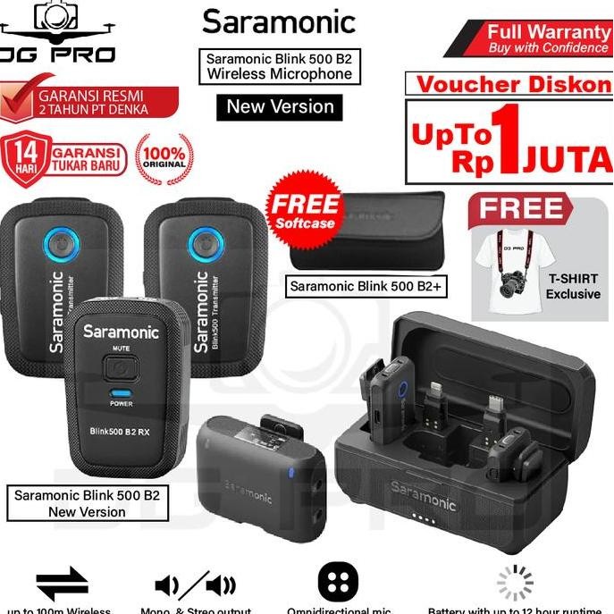 PROMO SARAMONIC BLINK 500 B2+ DUAL WIRELESS MIC LAVALIER CLIP ON RESMI TERBARU
