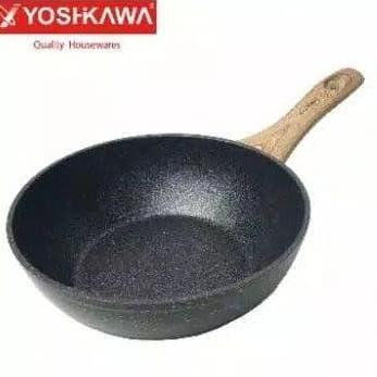 wok pan yoshikawa marble 22 cm