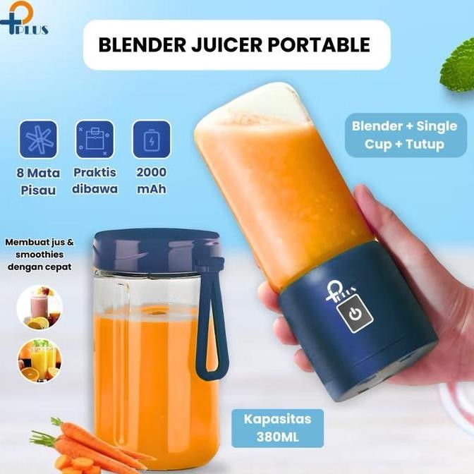 NEW Blender Mini Blender Portable usb listrik Juicer Buah 8 Mata Biru 80ML