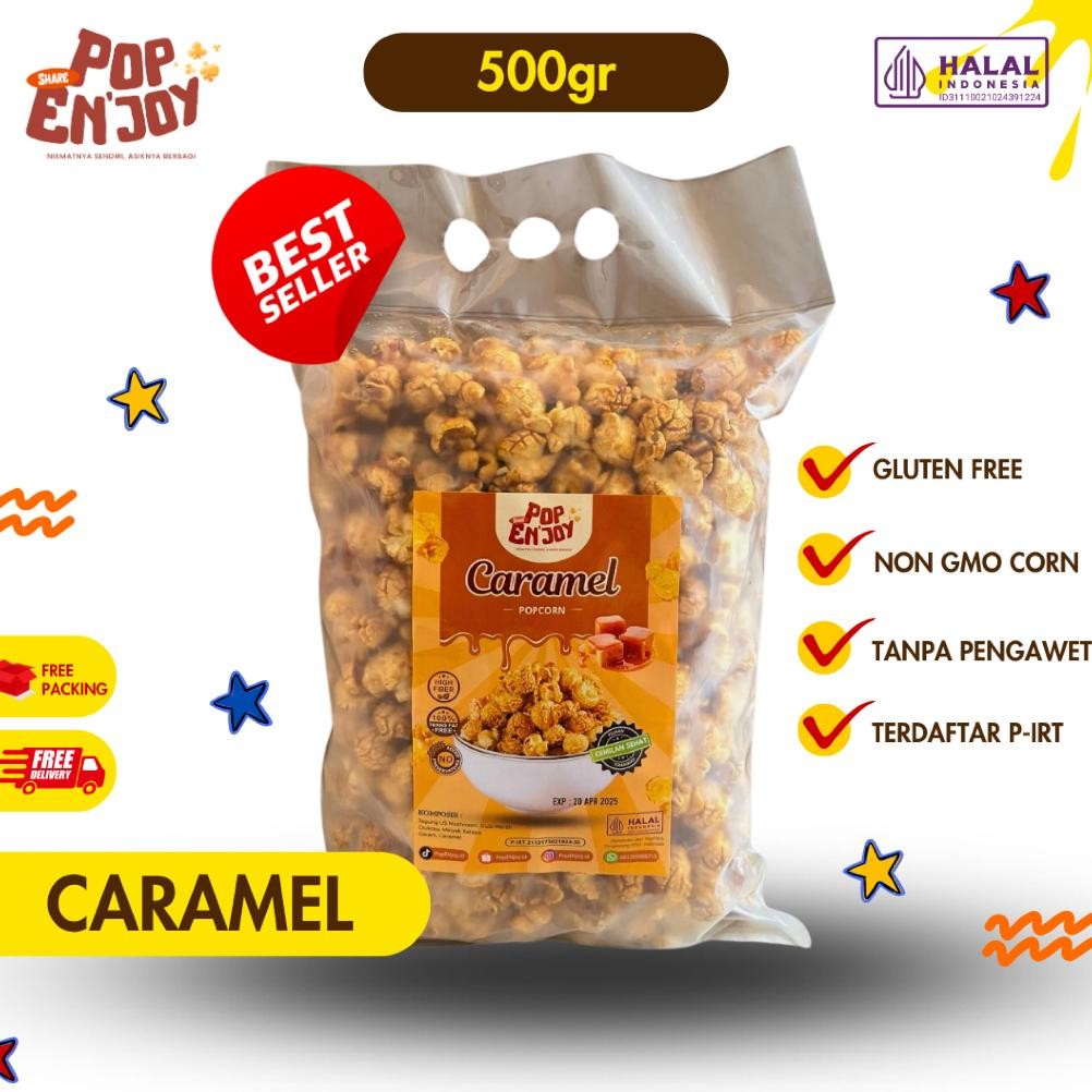 

[NEW] POPCORN CARAMEL 500gr - PopENjoy / Makanan Manis Crispy Camilan Popkron Snack Jagung aSt