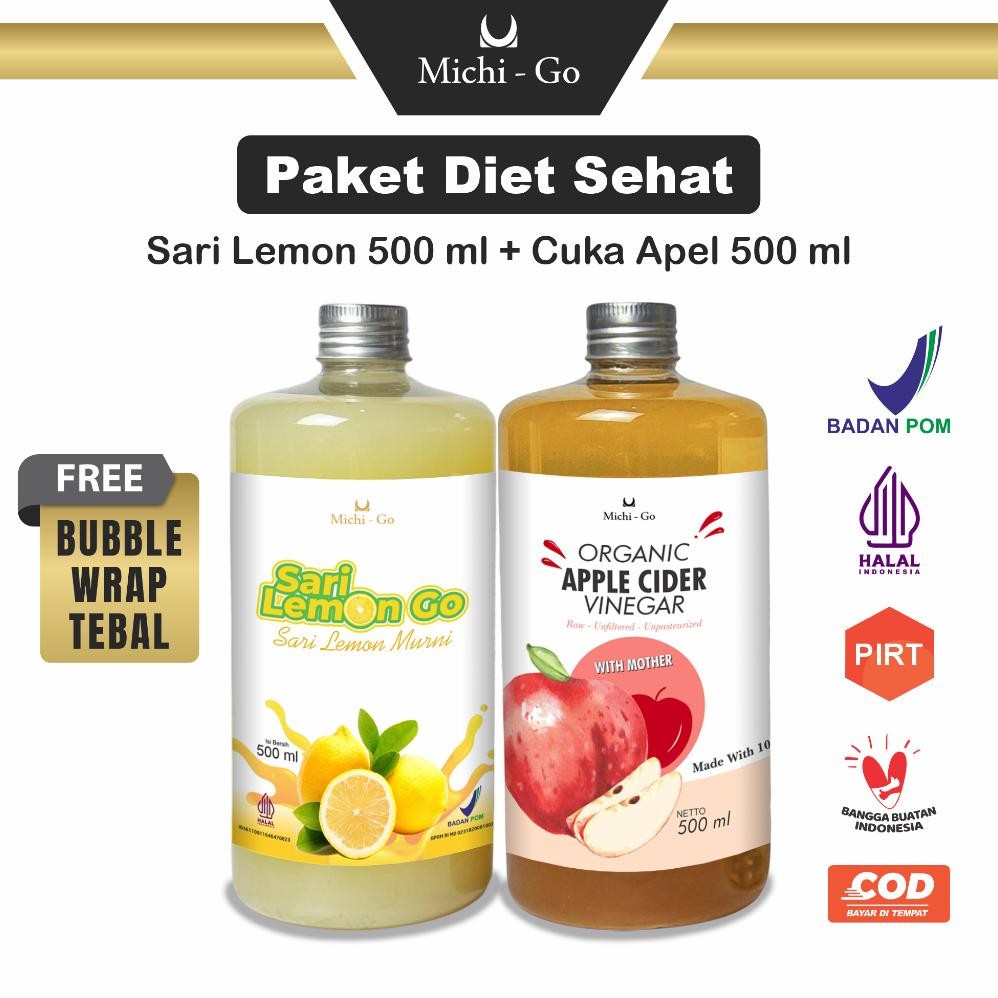 

Paket Diet Sehat - Sari Lemon California 500 ml Cuka Apel 500 ml Apple Cider Vinegar With The Mother Murni Organik by MICHIGO aSt