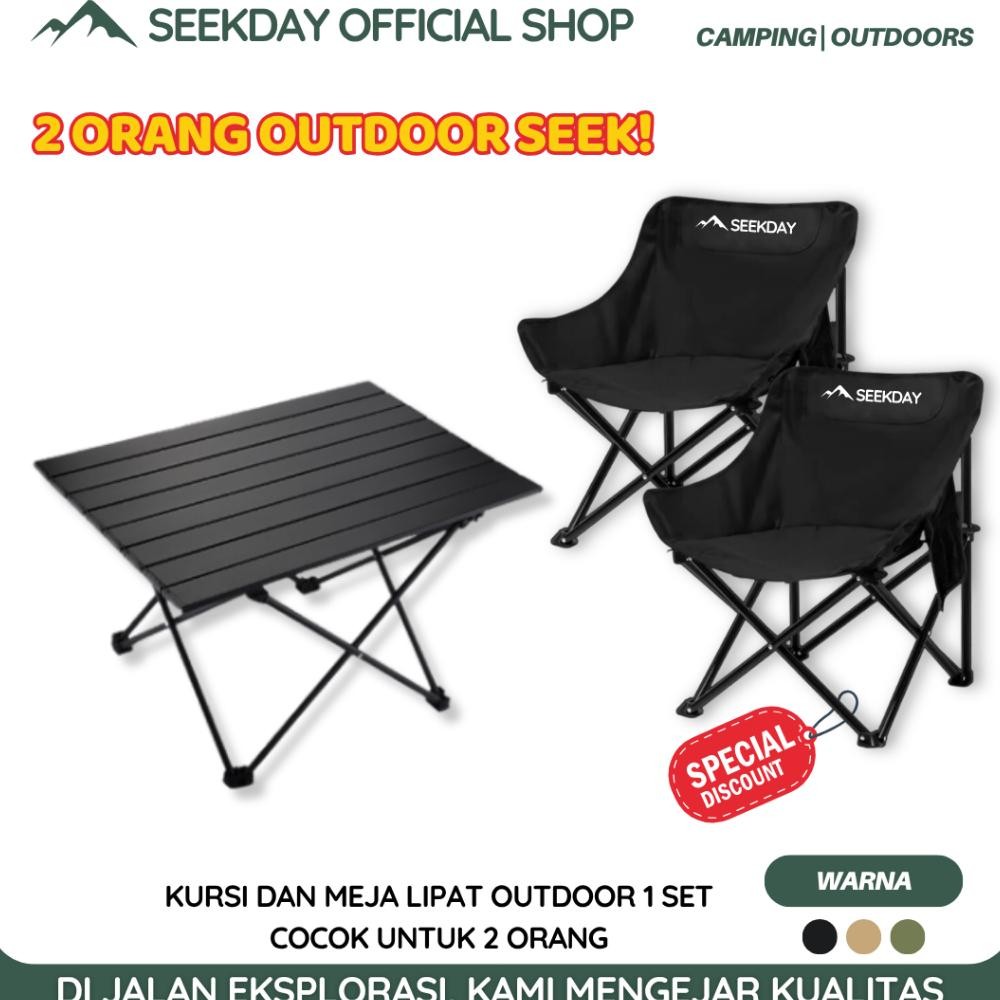 SEEKDAY Kursi Dan Meja Lipat Outdoor Set Camping Meja lipat portable 2 kursi 1 meja
