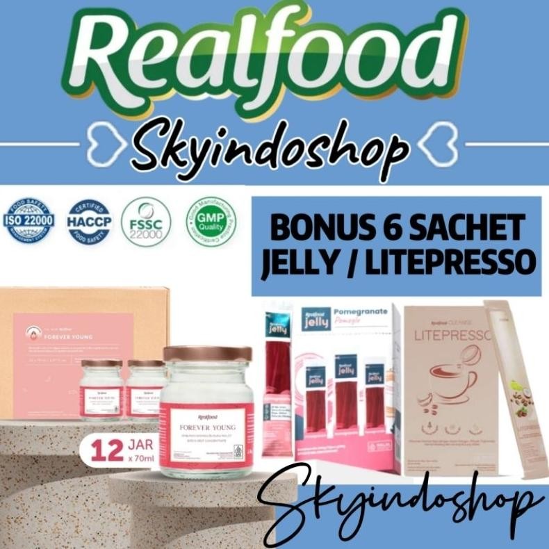 

Realfood Forever Young ( P.12 Bonus 6 Sachet Jelly / Coffee ) Minuman Sarang Burung Walet Bpom Halal aSt