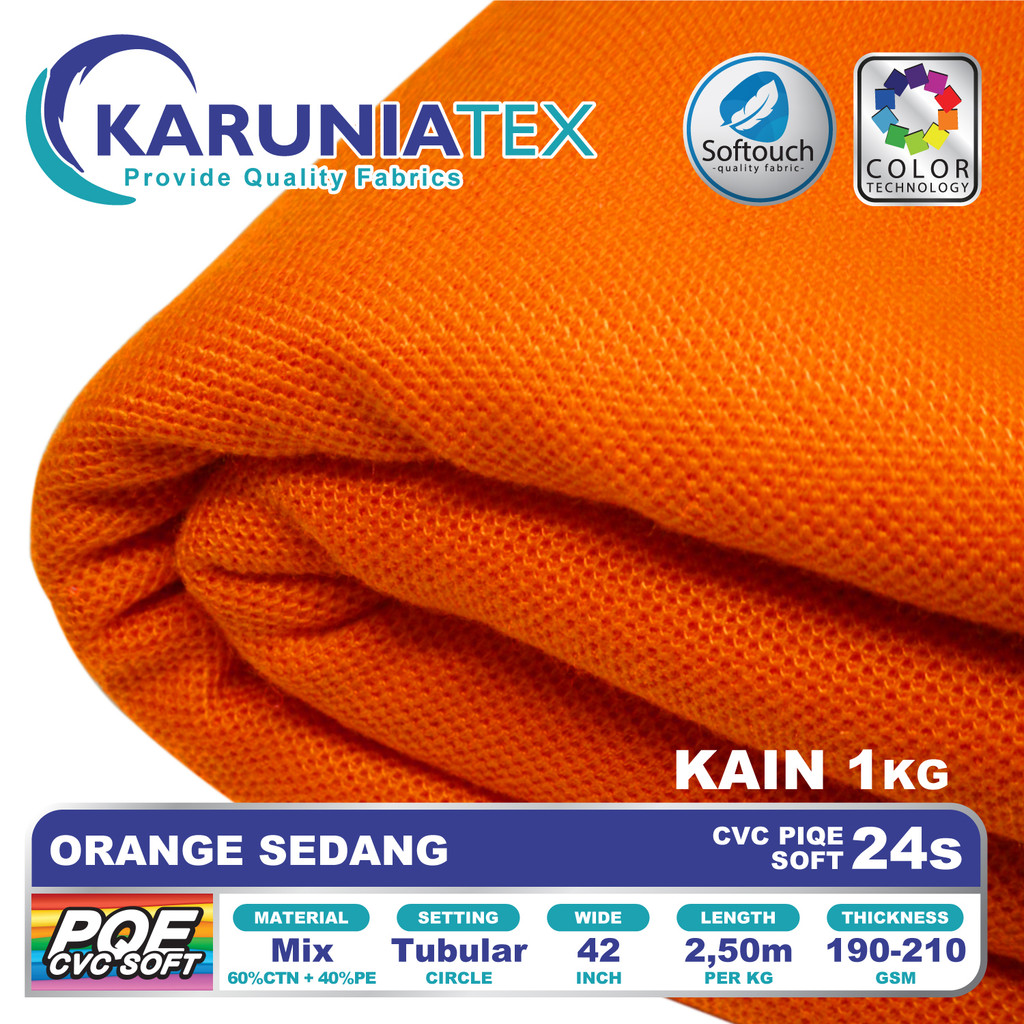 Kain Kaos Poloshirts CVC Soft 24s | Orange Sedang | Karunia Textile