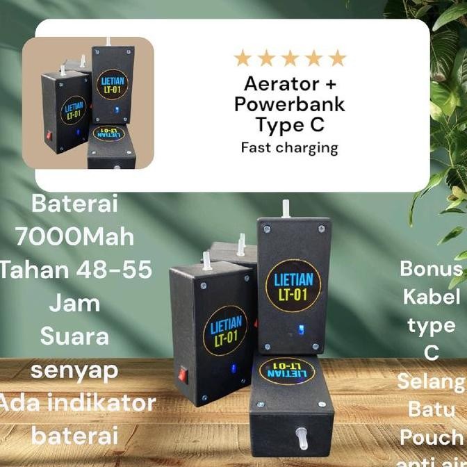 Aerator Powerbank Tahan 50 Jam Fast Charger Aerator Charger Aerator Aquarium Aerator Baterai Aerator