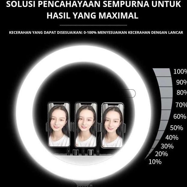 Ring Light RGB 56CM Light Stand Tri 21M 3 phone holder JUMBO Aksess Lampu