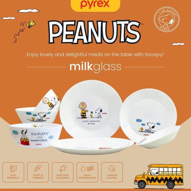 Pyrex Snoopy Dinner Plate & Bowl / Piring dan Mangkok Makan