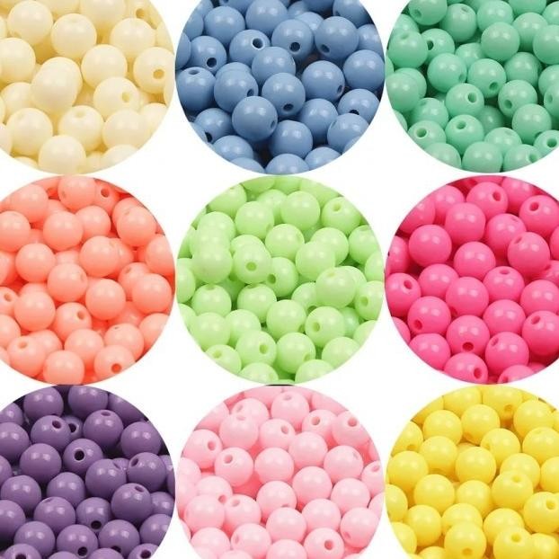 1 Pon Manik Manik Susu Bulat Mote Manik Pastel Manik Meronce