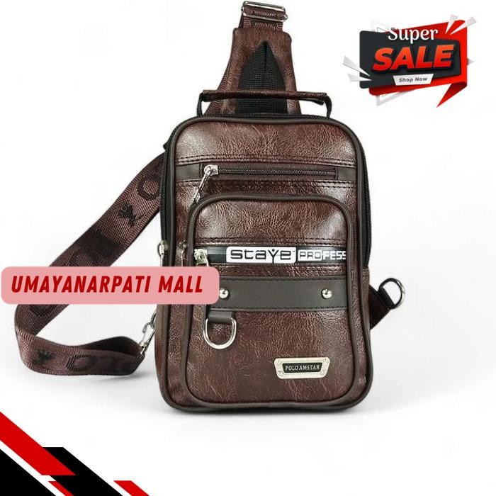 TAS SELEMPANG PRIA TAS PUNDAK KOTAK KULIT SLINGBAG PU LEATHER COWOK SLINGBAG TERMURAH 