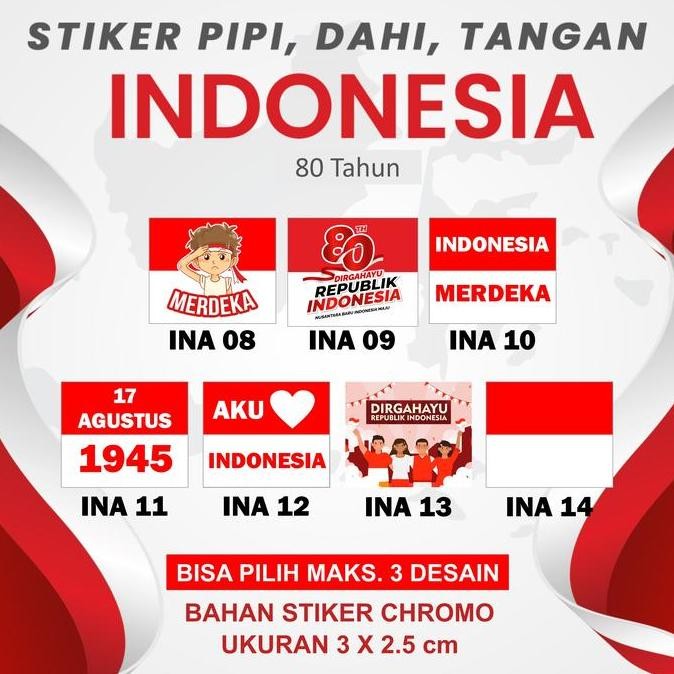 

(Allthebest) STIKER PIPI 30 PCS 60 PCS BENDERA INDONESIA MERAH PUTIH HUT RI UNTUK PIPI, DAHI, ATAU TANGAN Paper Stationery