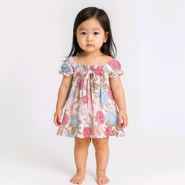 Kif [ Paket Couple Alma Dress ] Daster Couple / Daster Kembar Ibu Dan Anak Perempuan Mulai Bayi Newb