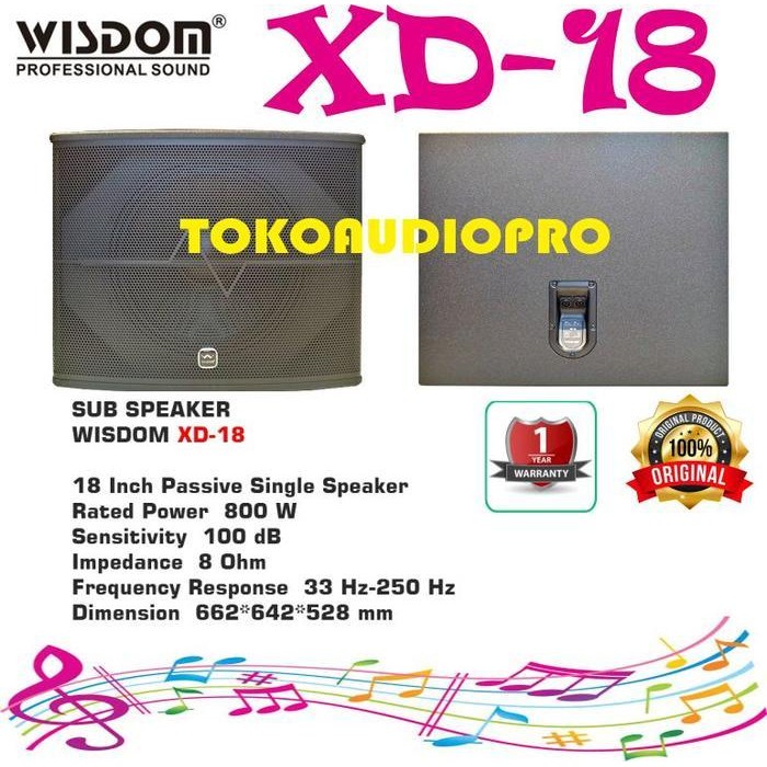 Subwoofer Wisdom XD18  18-Inch Subwoofer Pasif Wisdom Xd-18 Berkualitas Terbaru